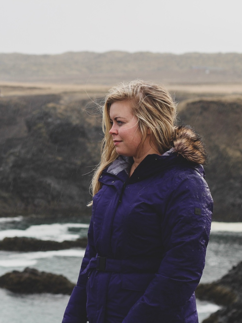 The North Face Purple Women's Parka with Faux Fur Trim